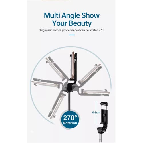 Image of Extendable Selfie Stick with Detachable Bluetooth Wireless Remote Phone Holder Compatible with All Smartphones Bluetooth Selfie Stick, 3 in 1 Multifunctional Selfie Stick Tripod Stand (Black)