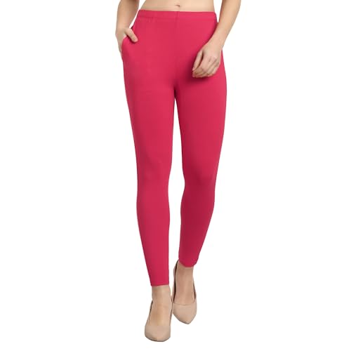 Image of ONE SKY Women Ankle Length Leggings | Premium Cotton Modal Spandex Blend | High Waist Stretchable & Bio-Washed Fabric | Colour-Lock | Ethnic Leggings for Women