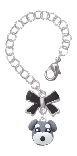 Delight Jewelry Fimo Clay Puppy Dog - Black Bow Charm Accessory for Tumblers and Thermal Cups