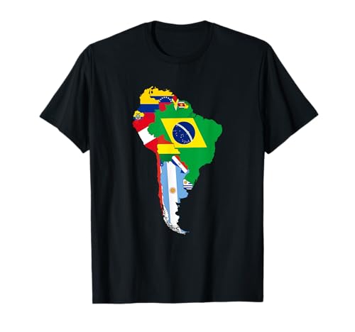 Flaggen Südamerika, Lateinamerika Flagge, Südamerika Umriss T-Shirt