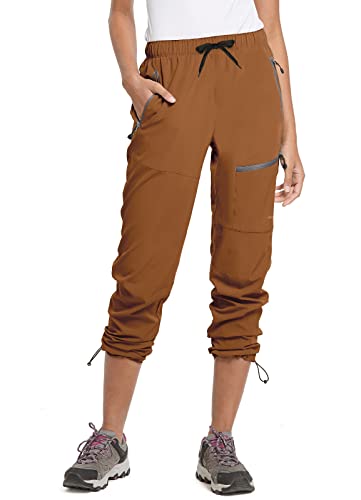 baleaf Travel Pants Women Hiking Long Tall Lightweight Quick Dry Water Resistant Cargo Pants 31'' Caramel Size L2