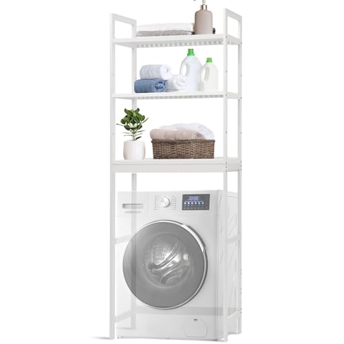 MY FAT GORILLA Armoire pour machine à laver, blanche, étagère de toilette, 66 x 26 x 170 cm, étagère au-dessus de la machine à laver, armoire transformable pour...