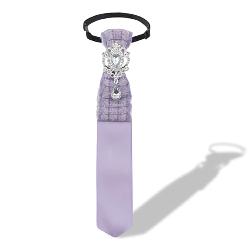 Image of Rhinestone Ties for Women, Skinny Neck Tie for Women Business Prom | Polyester Womens Tie, Tweed Splice Design, Rhinestone Ornament, Adjustable Strap, Elegant Retro Look, for Banquet Party Date