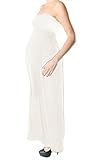 Hamishkane Ladies Strapless Plain Bandeau Boobtube Maternity Gather Sheering Maxi Dress Cream