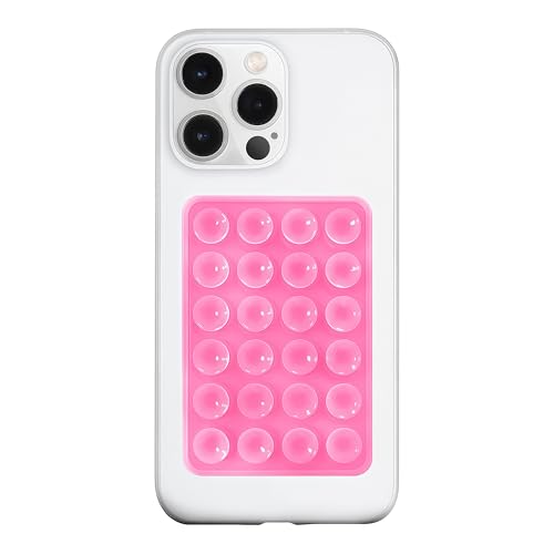Image of LvShuLiangPin Anteel Silicone Suction Phone Case Mount, Silicon Adhesive Phone Accessory for Smartphones, Hands-Free Mirror Shower Phone Holder for Selfies, Tiktok Videos (Pink)