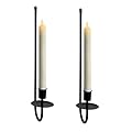 WHSLILR Metal Wall Candle Sconces Holder - Modern Candle Sconces Wall Decor Set of 2, Hanging Wall Candle Holder for Fireplace Hallway Living Room Farmhouse Stairway Wall Decor, Black