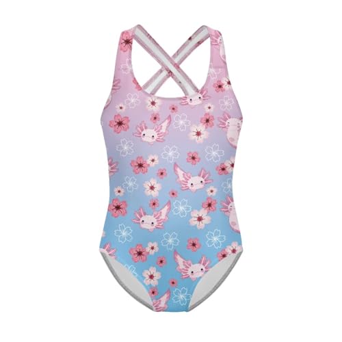 Girls One Piece Swimsuits Quick Dry Beach Bathing Suit Crossback Swimwear 5-14 Years