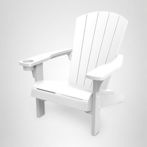 Keter Alpine Adirondack Resin Outdoor Furniture Patio Chairs with Cup Holder-Perfect for Beach, Pool, and Fire Pit Seating, White - Image 10