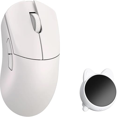 Image of WLMOUSE Huan 48g Ultra-Lightweight Magnesium Alloy Gaming Mouse,8K Voice & Display Receiver, Dual 8K Wireless /Wired, PAW3950HS Sensor, RGB Wheel Lighting, Nordic 54H20 (White(OM Switch))