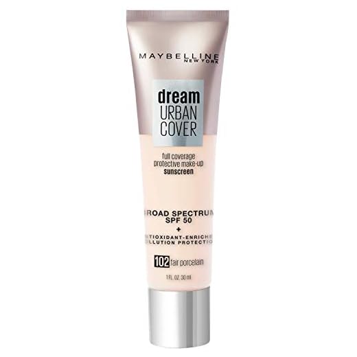 Maybelline Dream Urban Cover Flawless Coverage Foundation Makeup, SPF 50, Fair Porcelain