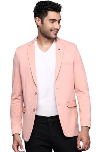 Image of SHOWOFFFF Men Solid Single Breasted Formal Blazer | Notched Lapel Full Sleeves Cotton Blazer for Mens | Slim Fit Regular Length Blazer for Men's