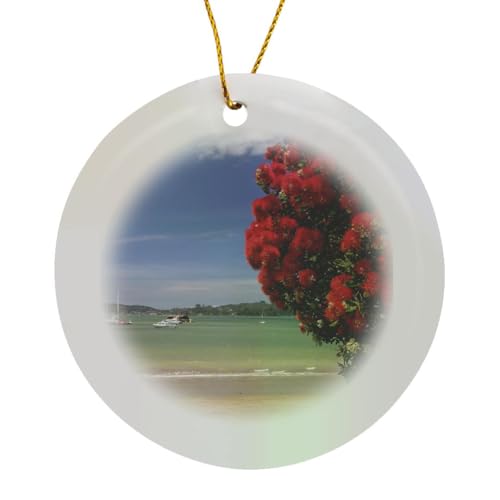 Circle Porcelain Ornament - Pohutukawa Tree...