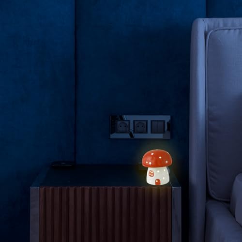 Lámpara de Mesa de Noche Hongo Cerámica Roja miniatura 5