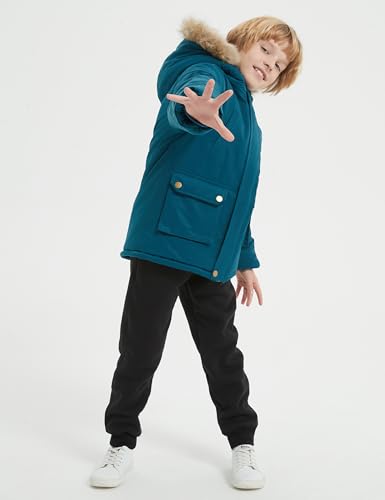 Flygo Boys Winter Coat Fleece Lined Kids Puffer Jacket Warm Quilted Hooded Parka Jackets3
