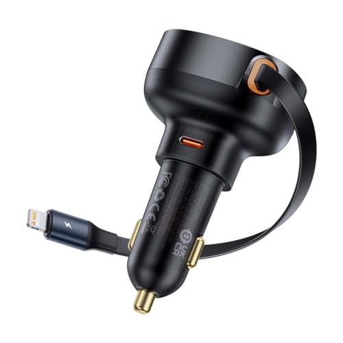 Image of Baseus Enjoyment Pro Car Charger C,Retractable IP Cable 55W Cluster Black