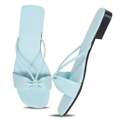 Image of Women's Slippers | Comfortable Flat Chappals for Women with Bow Detail | Stylish Casual Chappals, Trendy Summer Sandals, Comfortable Footwear for Daily Use