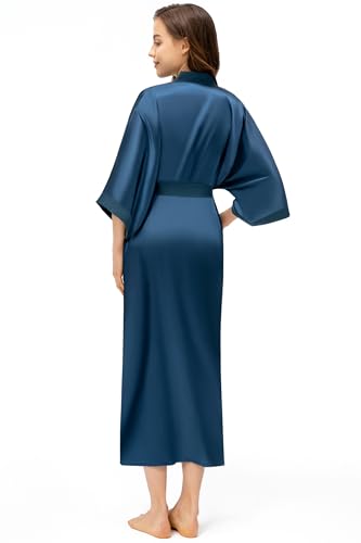 Image of PRODESIGN Satin Kimono Robe Women Long Silky Kimono Bathrobe Sleepwear Wedding Bridesmaid Robe