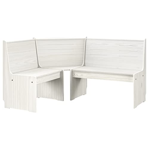 Hommdiy Eckbank Eckbankgruppe für Esszimmer Küche Reine 151 cm Weiß Massivholz Kiefer