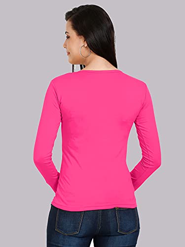 Image of FLEXIMAA Women's Cotton Plain Round Neck Full Sleeve T-Shirt