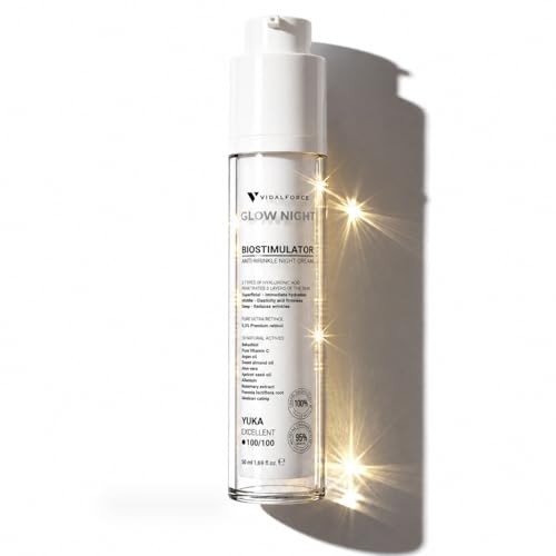 GLOW NIGHT Crema Antiarrugas - Rejuvenece 5 años - Crema Noche I 100/100 en Yuka I Retinol Encapsulado, Ácido Hialurónico Full-Spectrum y Bakuchiol 50ml