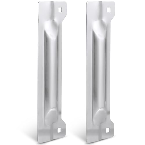 Landhoow 2 Pcs 3 x 11 Latch Guard Plate Cover Electroplated Carbon Steel Door Latch Cover Protector Door Security Strike Plate Against Forced Entry Easy to Install for Outswinging Doors
