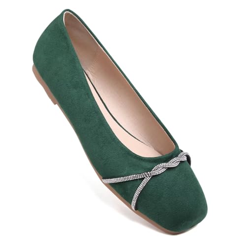 Image of TN TANGNEST Womens Casual Flats Chain Ballet Flats | Fashion Pointed Toe Rhinestone Flats, Comfort Slip On Dress Shoes for Business Work Office Wedding Party
