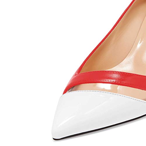 FSJ Women Comfy Clear Pointed Toe Pump Kitten Low Heel Slip On Office Lady Shoes Size 4-15 US3