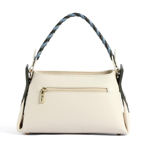 Image of EXOTIC Noire Twist Structured Handbag with Braided Handle & Multi-Compartment Design