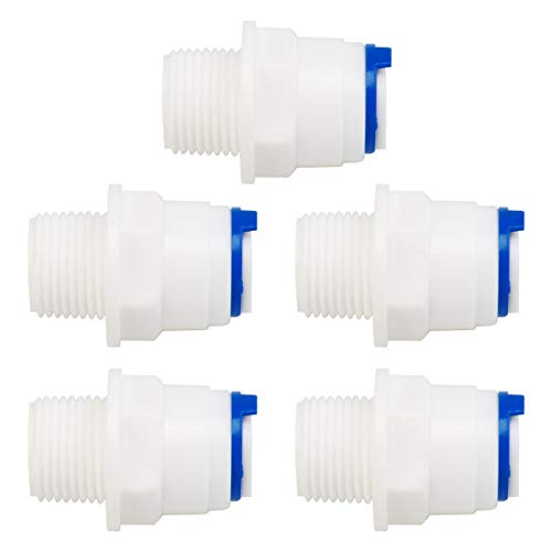 sourcing map Rápida Conexión Agua Purificador Tubo Montajes Empuje Conector Agua Manguera Junta para RO Inverso Ósmosis Sistema 5uds Recto, 3/8 BSP macho -3/8 Tubo OD
