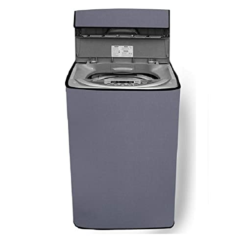 Image of Waterproof & Dust-Proof PVC Full Closure Washing Machine Cover For PANASONIC-6.5KG-NA-F65LFILRB Top Load Fully-Automatic Washing Machine (Grey)