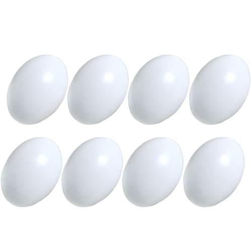 Azatemgo Fake Eggs Wooden Eggs Chicken White Eggs Easter Eggs Set of Wooden Fake Eggs to Help Lay Chickens 8 Pcs