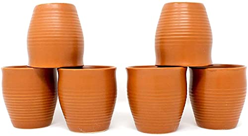 Atcusa Indian Ceramic 6 Pc Kulhar Kulhad Cups Traditional Indian Chai Tea Cup Set Of 6, Camping Mug, Coffee Mugs (6 Oz) #TOP1