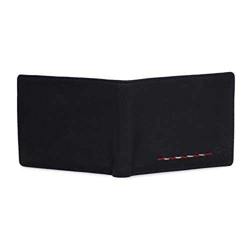 Image of KARA Black Men's Genuine Leather Wallet - Color Stitch Style Leather Wallet for Men with 6 Card Holder Slot