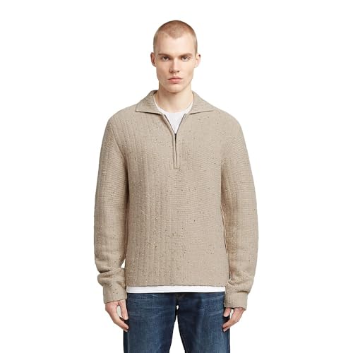G-STAR 8719965012981 Polo para Hombre con Media Cremallera, Beige (Dk Brick D26740-d754-1214), M
