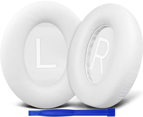 Image of SOULWIT Lambskin Replacement Earpads for Bose 700 (NC700) Wireless Headphones, Ear Pads Cushions with Softer Leather, High-Density Noise Cancelling Foam, Added Thickness - White