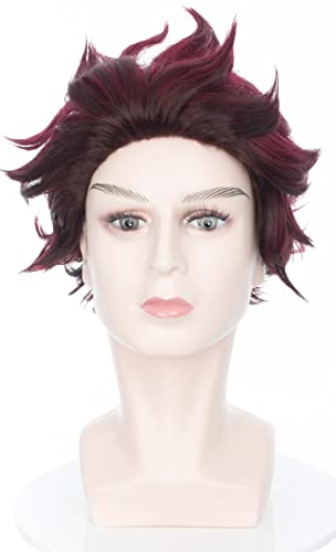 miccostumes 12" Brown-Wine Red Short Cosplay Wig (One Size, Brown-Wine)