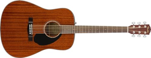 Fender CD-60S Dreadnought, Walnut Fingerboard, All-Mahogany, Natural, Full Size, 970110022, Comes with Free Virtual Lessons