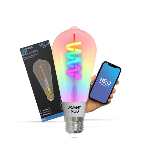 Avant Neo Lâmpada LED Filamento Smart ST64 6W E27, RGB Colorida e Dimerizável, Wi-Fi, Alexa, Google e Tuya