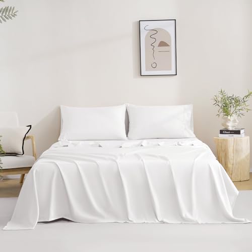 MCO 4 Piece King Size Sheets Set, Breathable & Cooling King Sheet Set-White | Hotel Luxury Bed Sheets for Women & Men, 16'' Deep Pockets, Non Pop Off, Ultra Soft and Wrinkle Free, Oeko-Tex Bed Sheet Set - image 8