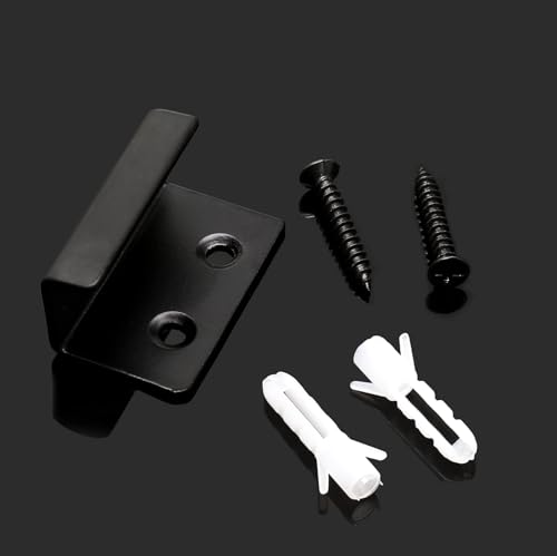 Luomorgo 10 Pcs Tile Display Wall Hanger, Stainless Steel Wall Mounted Hook Fastener Bracket, Heavy Duty Tile Hanger for Mirrors, Picture Frame Ceramic Wall Display (Medium Short, Black)