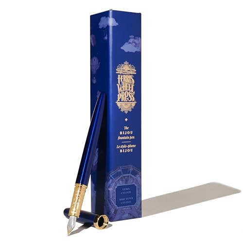 Image of Ferris Wheel Press | Bijou Fountain Pen | Luna Celeste | Double Gold Plated, Sapphire Lacquer Finish | Two-Tone Steel Nib | Fine