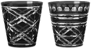 Baci Milano Juego de 6 vasos de agua de cristal, colección Optical, color negro ahumado, diámetro 8,2 x altura 8,5 cm