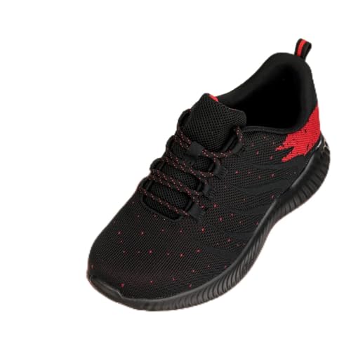 Image of CALTO Men's Invisible Height Increasing Elevator Shoes - Black /Red Ultra Lightweight Sporty Sneakers - 2.8 Inches Taller - Q215 - Size 13 D(M) US