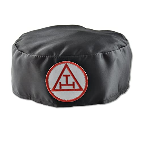 BRICKS MASONS Royal Arch Chapter Crown Cap - Red & Black Satin Triple Tau Insignia 8 Black