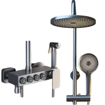 Rs Megamart Stainless steel Wall Mount Shower System| Faucet Rainfall Shower Head, Shower Set (Grey)