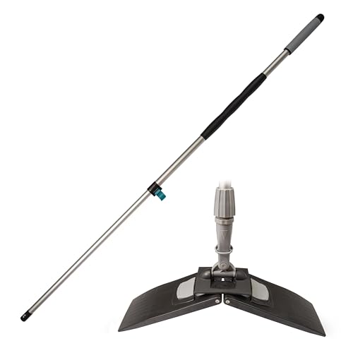 G.I.V. - Reinigungstechnik Bodenwischer Teleskopstiel ausziehbar 96-180cm mit gummiertem Handgriff + Klapphalter 50cm, für Wischmopp Microfasermopp, Universalmopp - Wischer für die Bodenreinigung