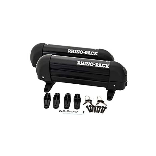 Rhino-Rack 10" Multi-Purpose Carrier for Fishing Rods, Skis, Snowboard, Skateboard, Kayak Paddles, Water Skis, etc. Universal Mounting, Easy to Use, Locking, Lightweight & Heavy Duty for All Vehicles