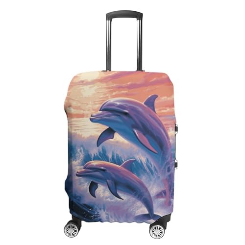 Carry on Luggage Cover Dolphins Art Suitcase Covers for Luggages Tsa Approved Travel Luggage Sleeve Protector Elastic Suitcase Protector Anti-Scratch Washable Fits 19-30 Inch Case -L