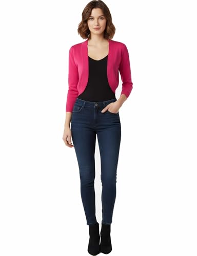 Image of Allsense Women's 3 /4 Sleeve Bolero Shrug for Dresses | Open Front Cropped Cardigan, Lightweight Knit Dress Cover Up