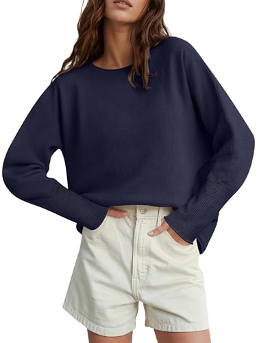 ANRABESS Womens Oversized Batwing Sleeve Sweaters Crewneck Casual...